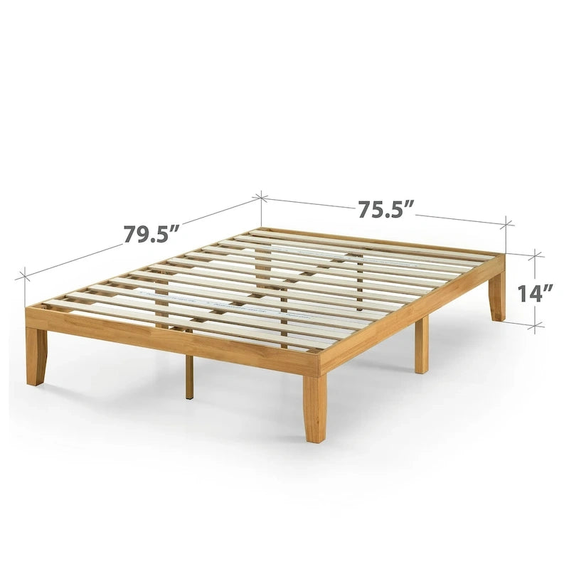 Priage by Zinus 14-inch Natural Solid Wood Platform Bed 11