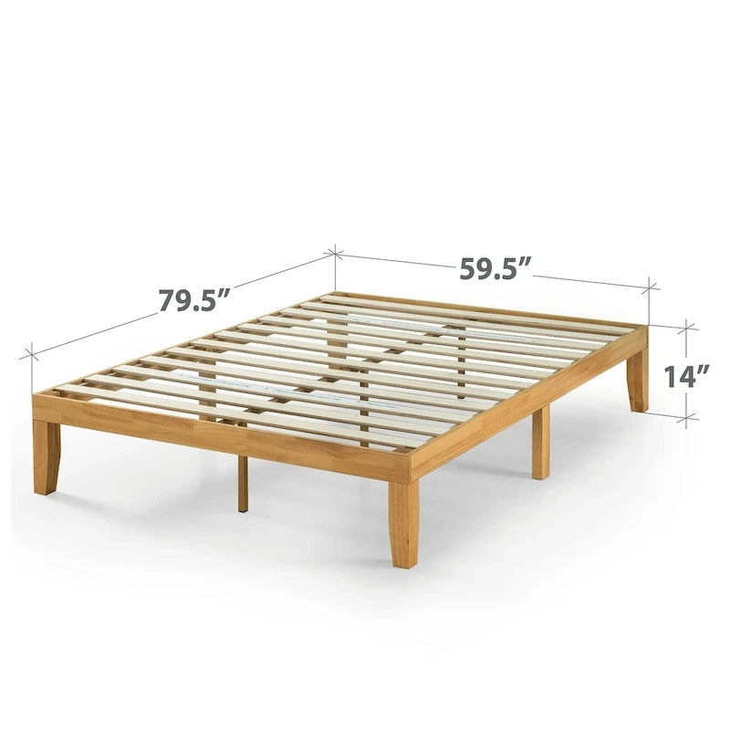 Priage by Zinus 14-inch Natural Solid Wood Platform Bed 12
