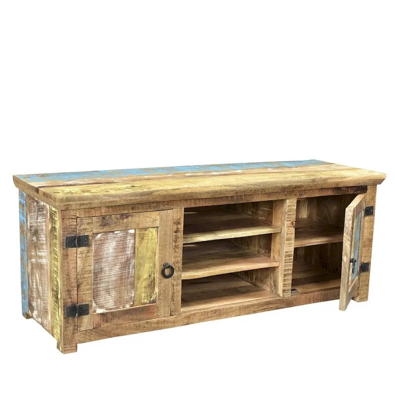 Handmade Suman Solid Mango Wood TV Console (India) - 60 x 18 x 22 3