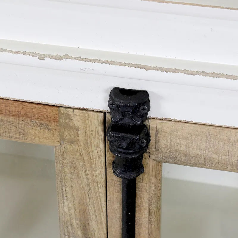 The Gray Barn Upper Glen 4-Door Crisp Two Tone White and Natural Credenza