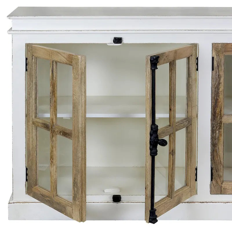 The Gray Barn Upper Glen 4-Door Crisp Two Tone White and Natural Credenza 3