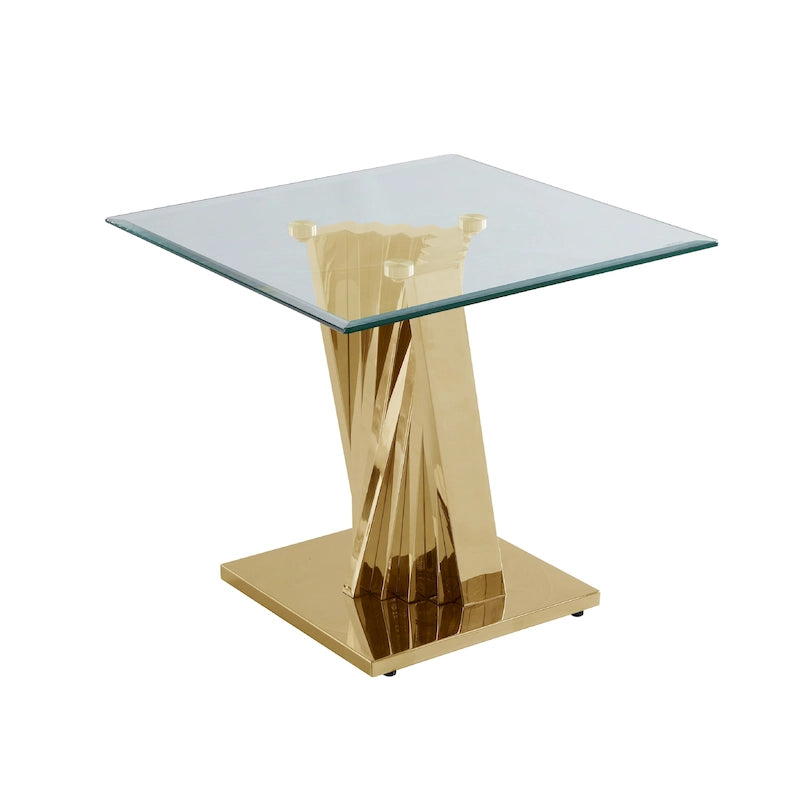 Best Quality Furniture Modern Glass End Table with Gold Spiral Base - End Table 3