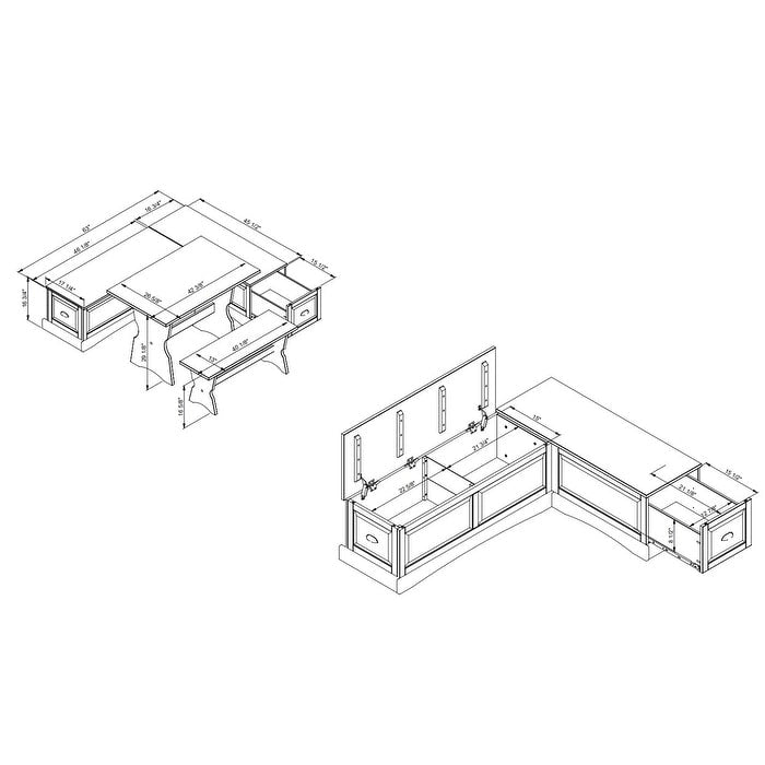 Set tavolo Ame Walnut Backless Nook