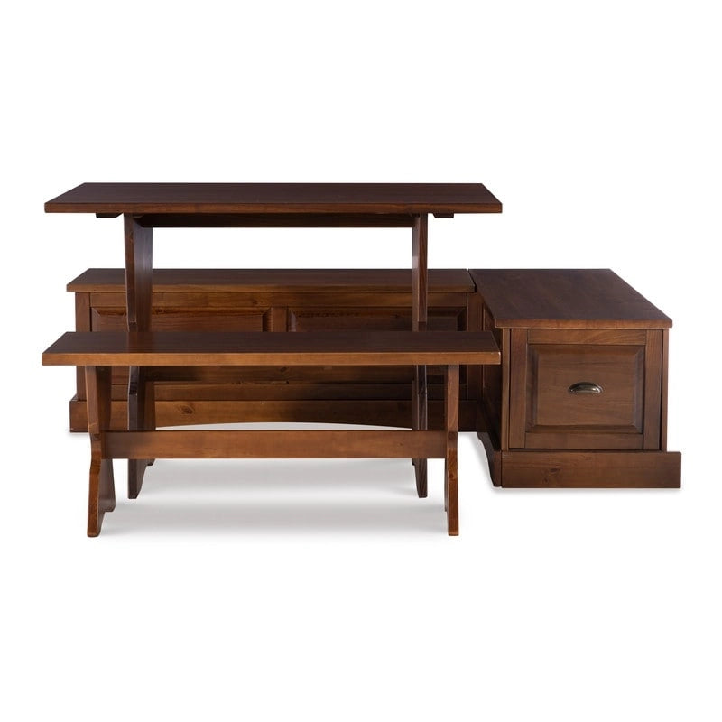 Ame Walnut Backless Nook Table Set 4