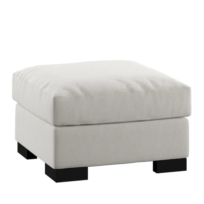 Lionel White Cotton Fabric Down-Filled Ottoman by iNSPIRE Q Artisan 3