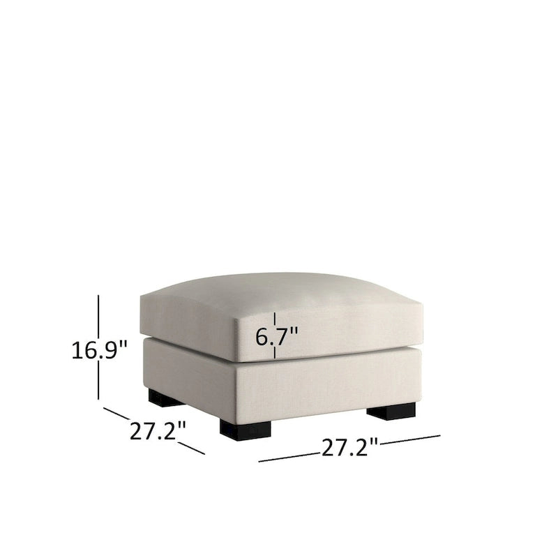 Lionel White Cotton Fabric Down-Filled Ottoman by iNSPIRE Q Artisan 5