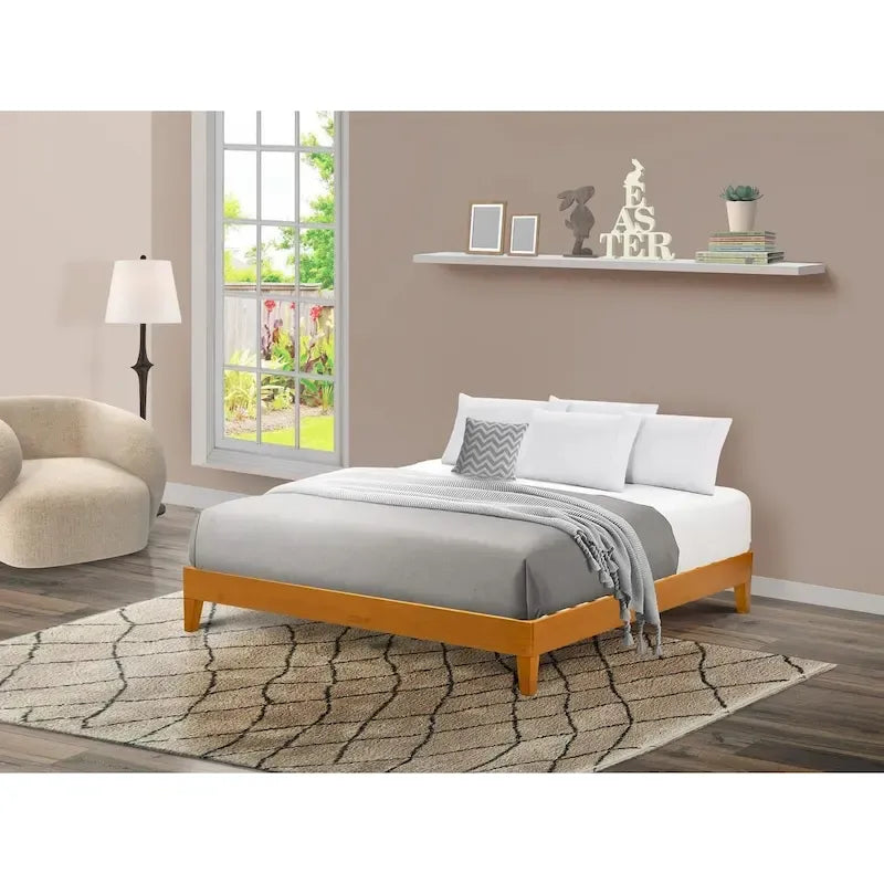 East West Furniture King Platform Bed Frame with 4 Solid Wood Legs and 2 Extra Center Legs (Bed Frame Color Options) 24