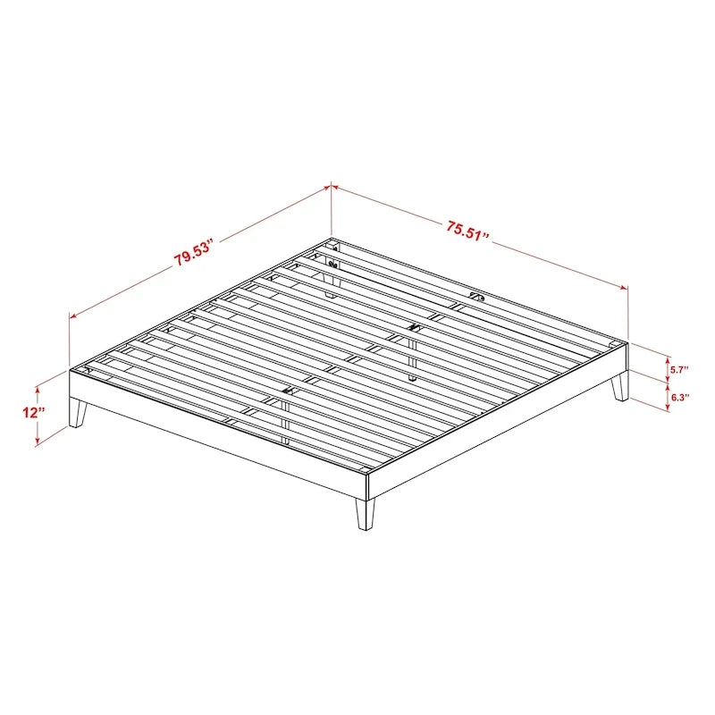 East West Furniture King Platform Bed Frame with 4 Solid Wood Legs and 2 Extra Center Legs (Bed Frame Color Options) 25