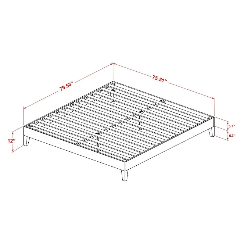 East West Furniture King Platform Bed Frame with 4 Solid Wood Legs and 2 Extra Center Legs (Bed Frame Color Options) 11