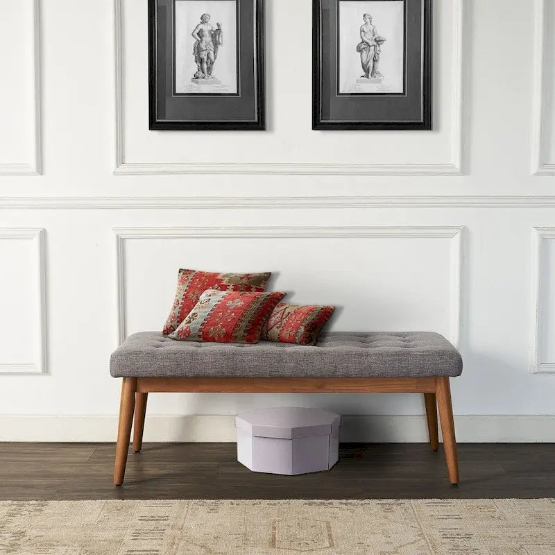 Crosley Landon Upholstered Bench In Acorn - 43.25 W x 16 D x 16.88 H 2