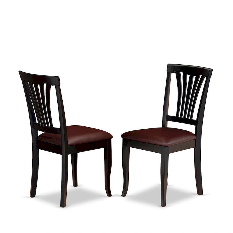 East West Furniture 7 Piece Kitchen Table Set- A Round Dining Room Table and 6 Dining Chairs, Black & Cherry (Seat Options) 3