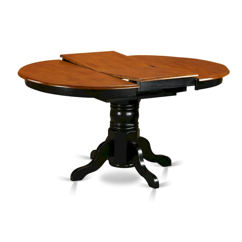 East West Furniture 7 Piece Kitchen Table Set- A Round Dining Room Table and 6 Dining Chairs, Black & Cherry (Seat Options) 5