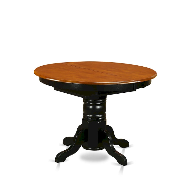 East West Furniture 7 Piece Kitchen Table Set- A Round Dining Room Table and 6 Dining Chairs, Black & Cherry (Seat Options) 6