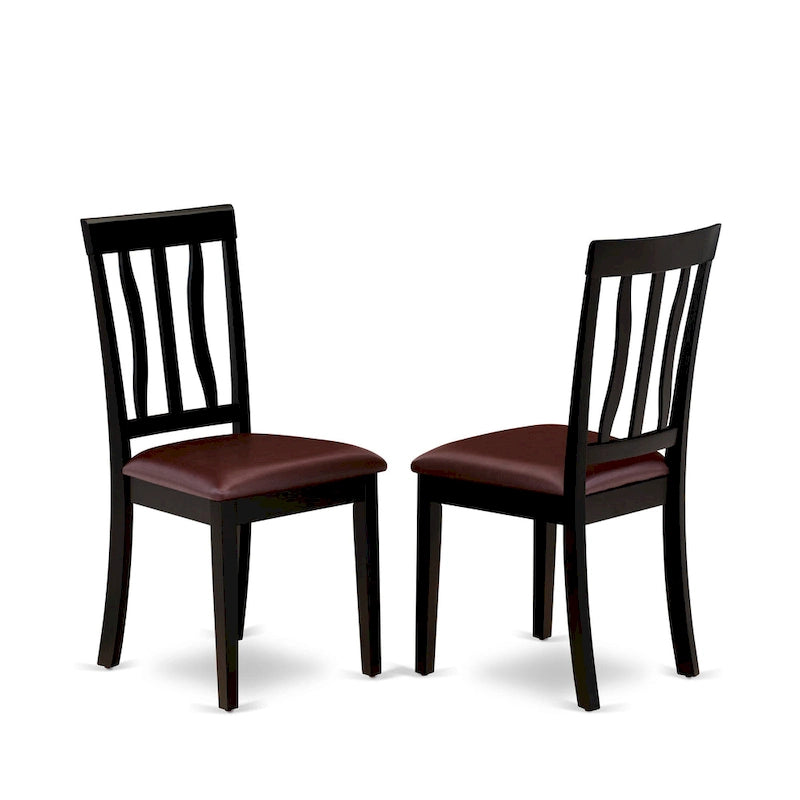 East West Furniture 7 Piece Kitchen Table Set- A Round Dining Room Table and 6 Dining Chairs, Black & Cherry (Seat Options) 12