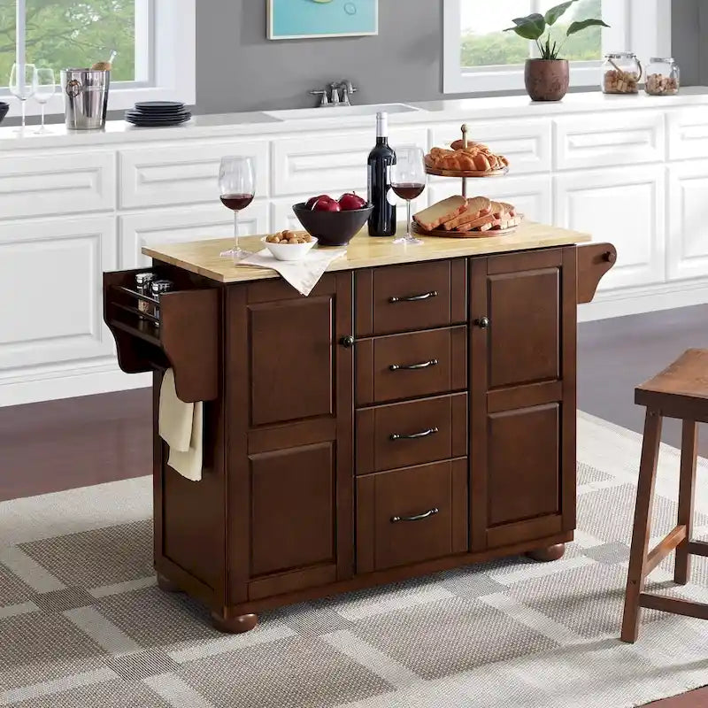 Crosley Eleanor Natural Wood Top Kitchen Island - 18d x 51.5w x 35.25h 3