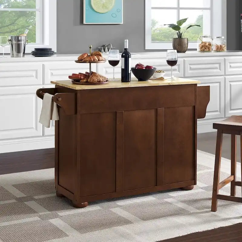 Crosley Eleanor Natural Wood Top Kitchen Island - 18d x 51.5w x 35.25h 4