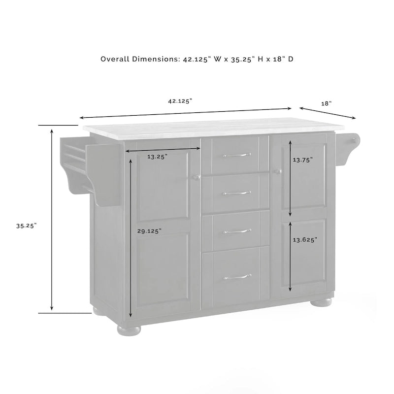 Crosley Eleanor Natural Wood Top Kitchen Island - 18d x 51.5w x 35.25h 8