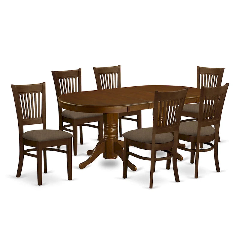 East West Furniture Set da Pranzo 7 Pezzi - un Tavolo Ovale in Legno e 6 Sedie in Legno, Espresso (Opzioni Tipo Seduta)