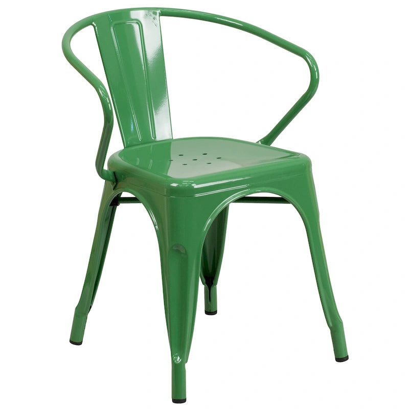 Metal Indoor-Outdoor Chair with Arms - 21.5W x 19D x 27.75H 18
