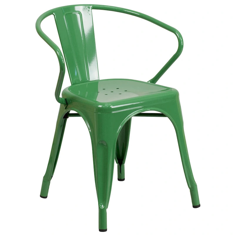 Metal Indoor-Outdoor Chair with Arms - 21.5W x 19D x 27.75H 4