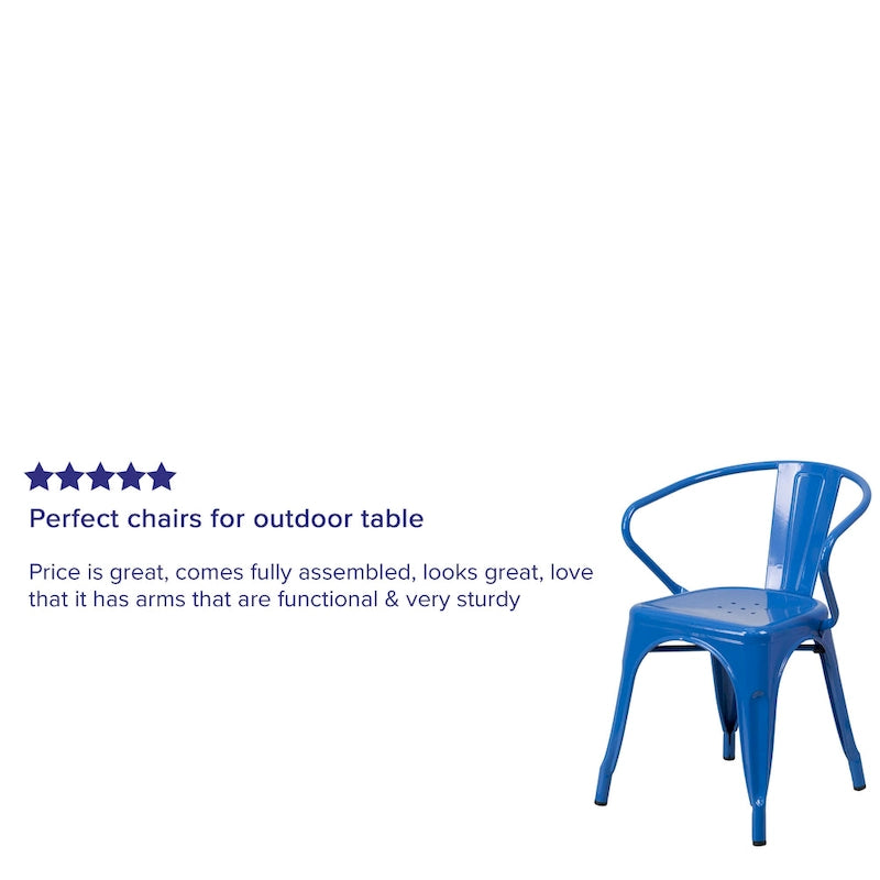 Metal Indoor-Outdoor Chair with Arms - 21.5W x 19D x 27.75H 9