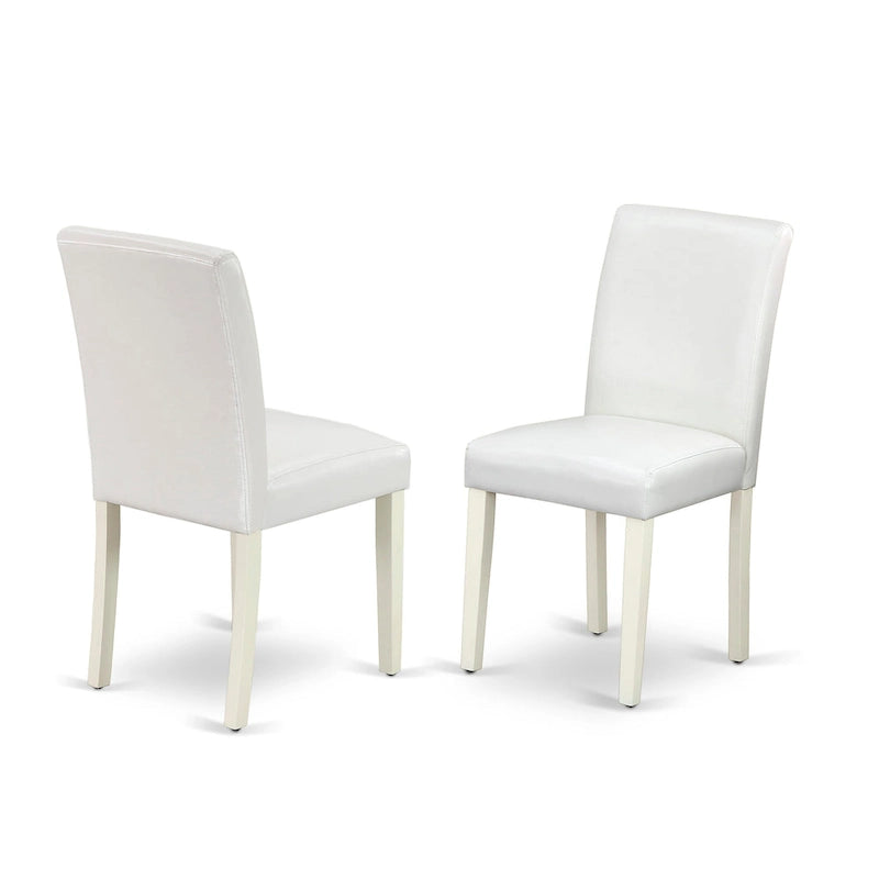 East West Furniture Dining Table Set- A Round Kitchen Table and White Faux Leather Parson Chairs, Linen White (Pieces Options) 3
