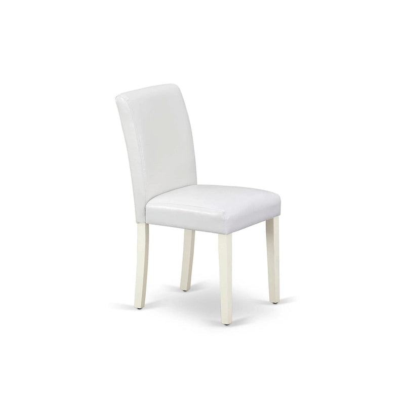 East West Furniture Dining Table Set- A Round Kitchen Table and White Faux Leather Parson Chairs, Linen White (Pieces Options) 5