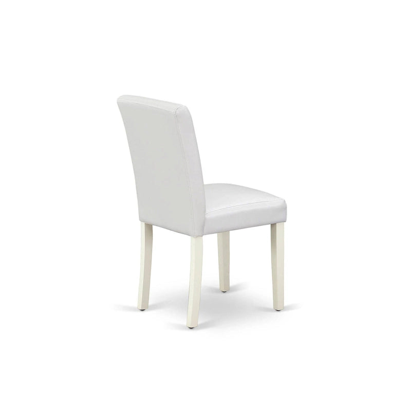 East West Furniture Dining Table Set- A Round Kitchen Table and White Faux Leather Parson Chairs, Linen White (Pieces Options) 6