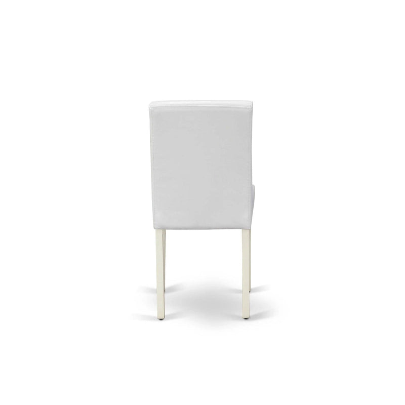 East West Furniture Dining Table Set- A Round Kitchen Table and White Faux Leather Parson Chairs, Linen White (Pieces Options) 7