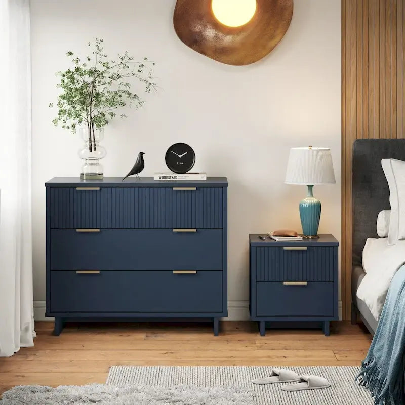 Manhattan Comfort 2-Piece Granville Modern Solid Wood Standard Dresser and Nightstand Set 48