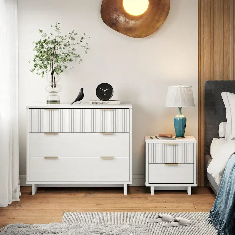 Manhattan Comfort 2-Piece Granville Modern Solid Wood Standard Dresser and Nightstand Set 49