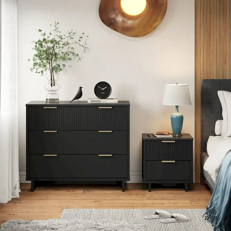Manhattan Comfort 2-Piece Granville Modern Solid Wood Standard Dresser and Nightstand Set 52