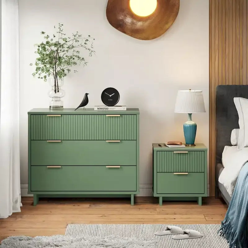 Manhattan Comfort 2-Piece Granville Modern Solid Wood Standard Dresser and Nightstand Set 19