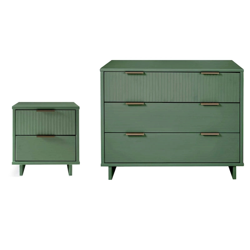 Manhattan Comfort 2-Piece Granville Modern Solid Wood Standard Dresser and Nightstand Set 20