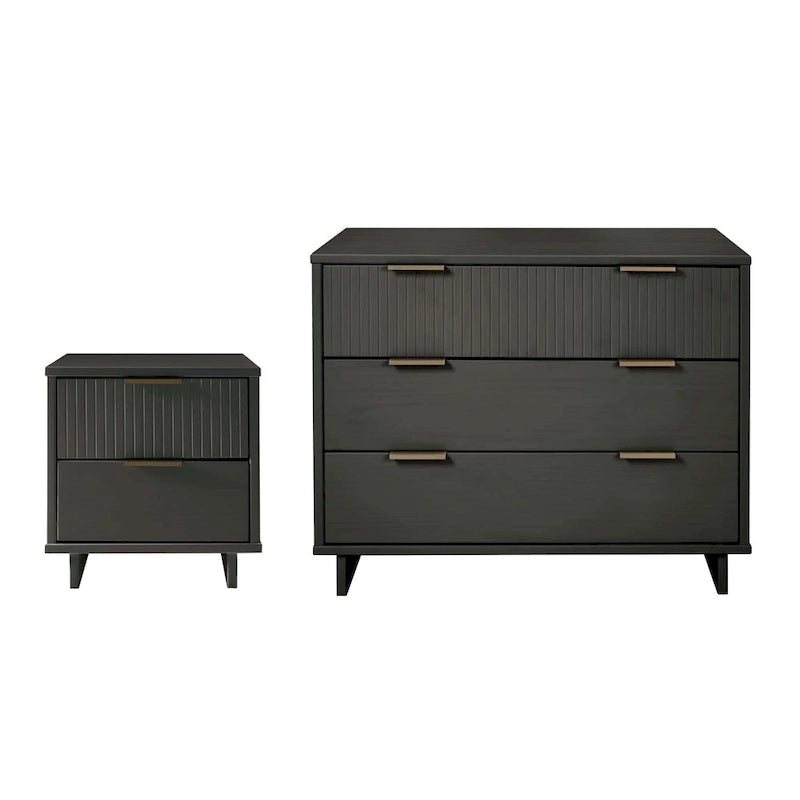 Manhattan Comfort 2-Piece Granville Modern Solid Wood Standard Dresser and Nightstand Set 38