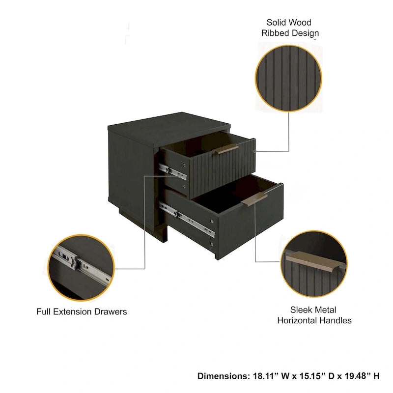 Manhattan Comfort 2-Piece Granville Modern Solid Wood Standard Dresser and Nightstand Set 40