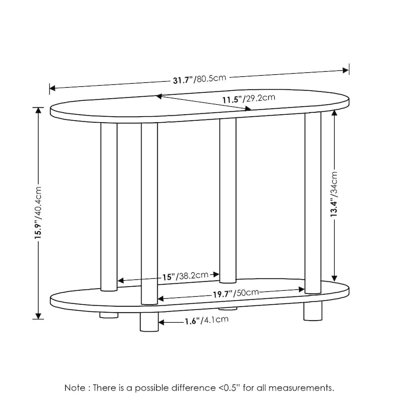 Furinno Turn-N-Tube Tavolino Moderno Ovale Nessun Attrezzo Richiesto 3