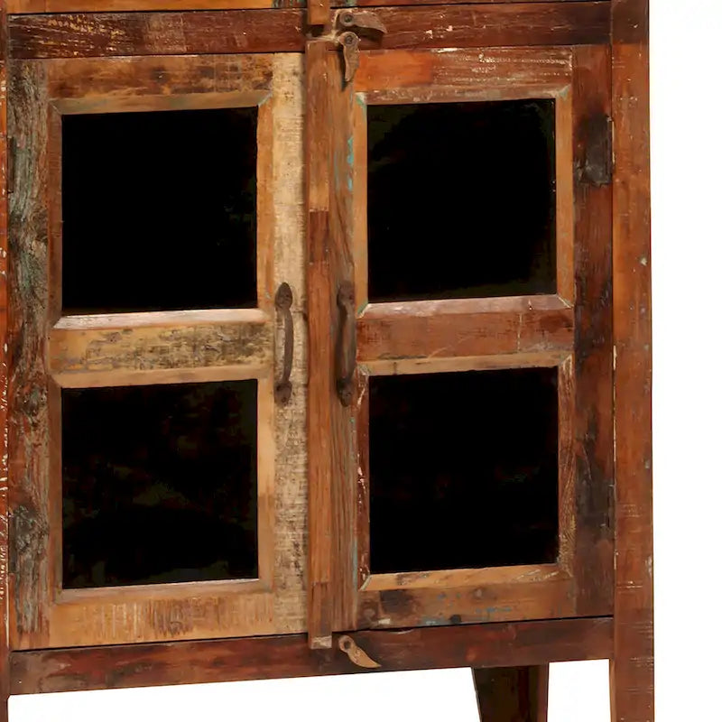Journee 84-inch Tall Distressed Painted Reclaimed Mango Wood and Glass Storage Cabinet 4