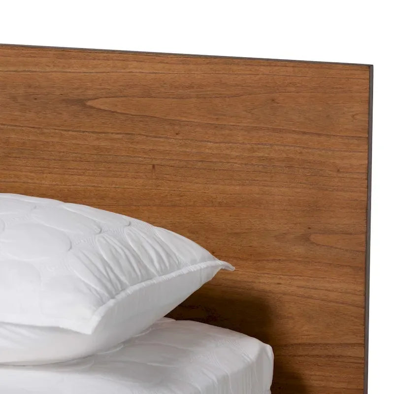 Wheatley Mid-Century Modern Walnut Brown Finished Wood Platform Bed 5