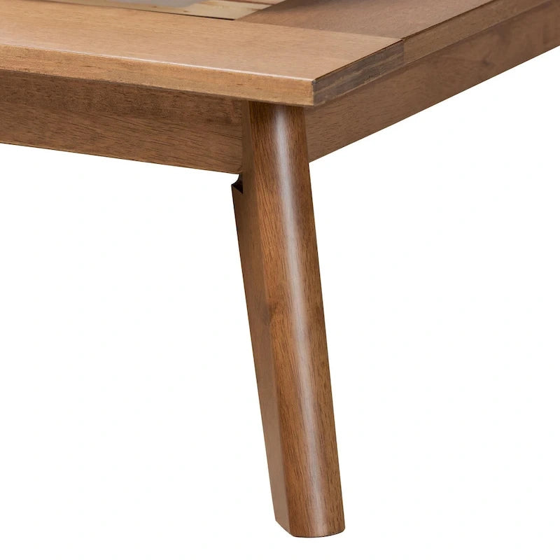 Wheatley Mid-Century Modern Walnut Brown Finished Wood Platform Bed 6