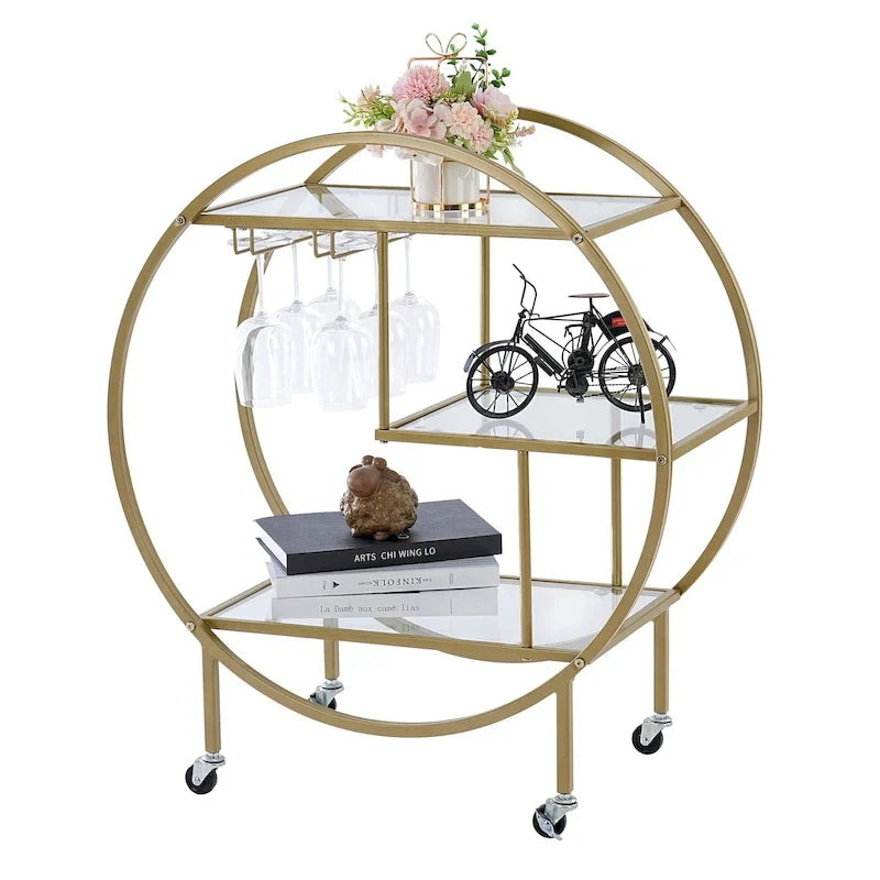 Mobile Bar Cart Drink Cabinet - Sleek and Stylish Home & Food Accessories Display 16