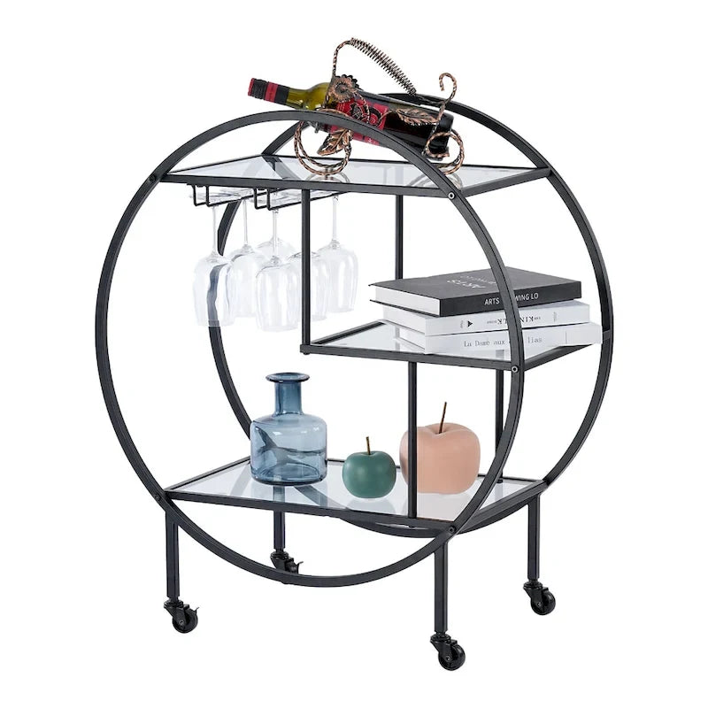 Mobile Bar Cart Drink Cabinet - Sleek and Stylish Home & Food Accessories Display 2