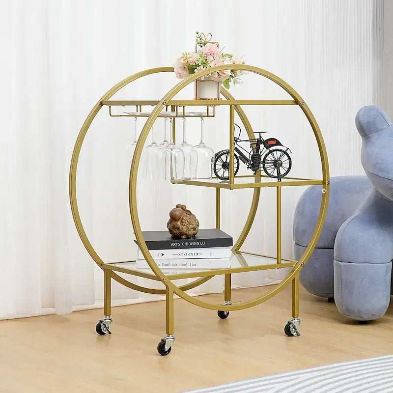 Mobile Bar Cart Drink Cabinet - Sleek and Stylish Home & Food Accessories Display 6