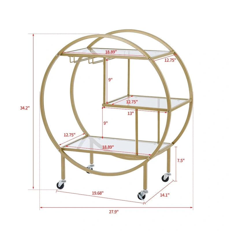 Mobile Bar Cart Drink Cabinet - Sleek and Stylish Home & Food Accessories Display 10