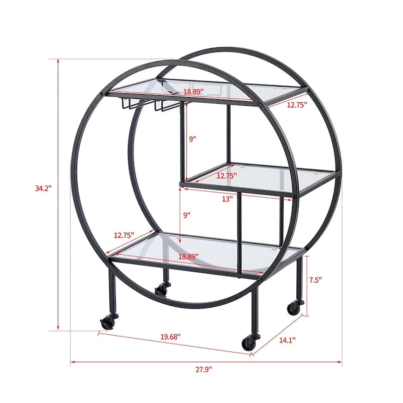 Mobile Bar Cart Drink Cabinet - Sleek and Stylish Home & Food Accessories Display 14