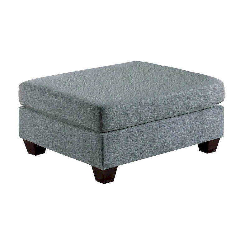 32 Inch Modern Square Ottoman with Plush Foam Seating, Gray Linen Fabric