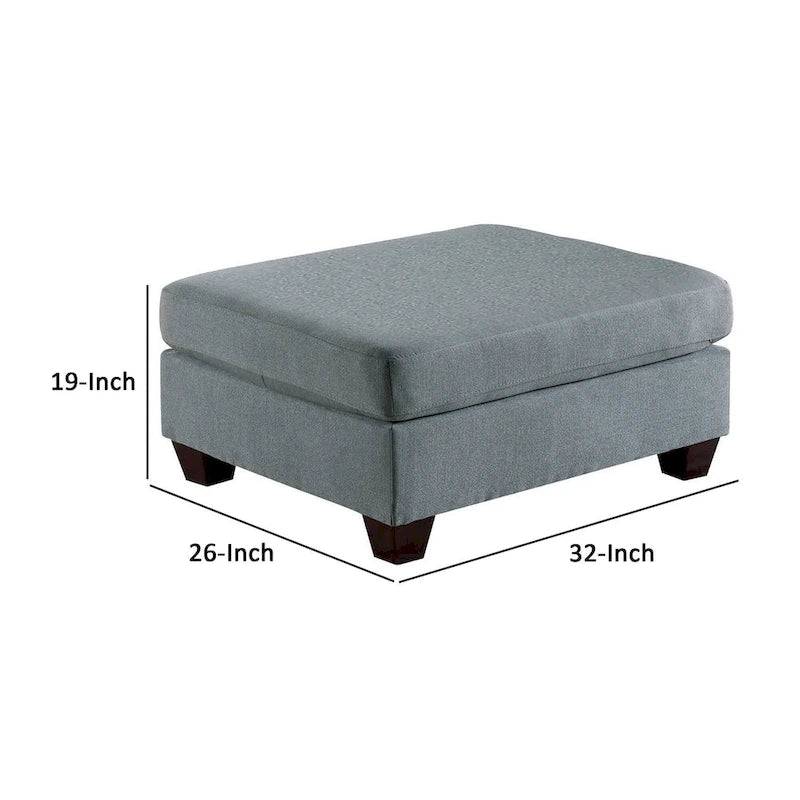 32 Inch Modern Square Ottoman with Plush Foam Seating, Gray Linen Fabric 6