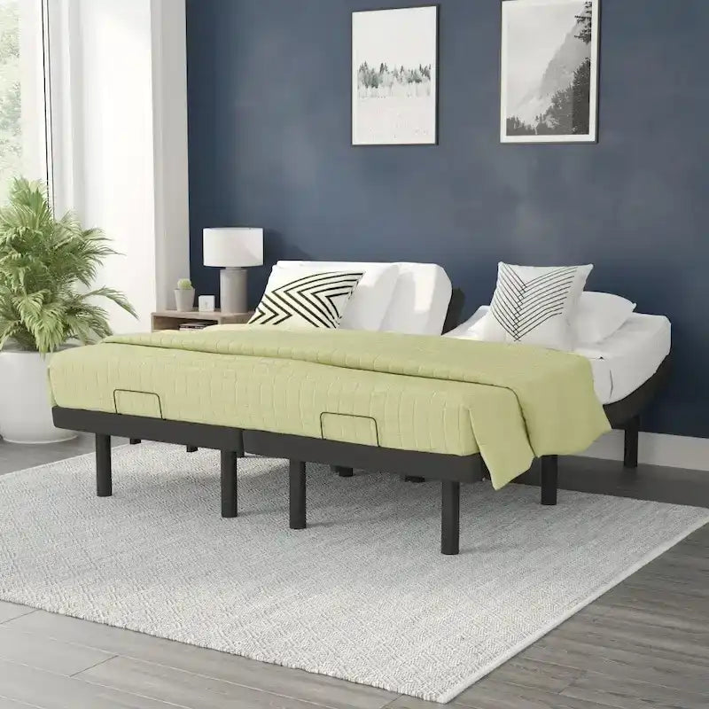 Anti-skid Upholstered Adjustable Bed Base with Wireless Remote