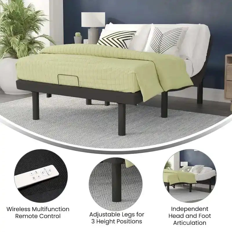 Anti-skid Upholstered Adjustable Bed Base with Wireless Remote 6