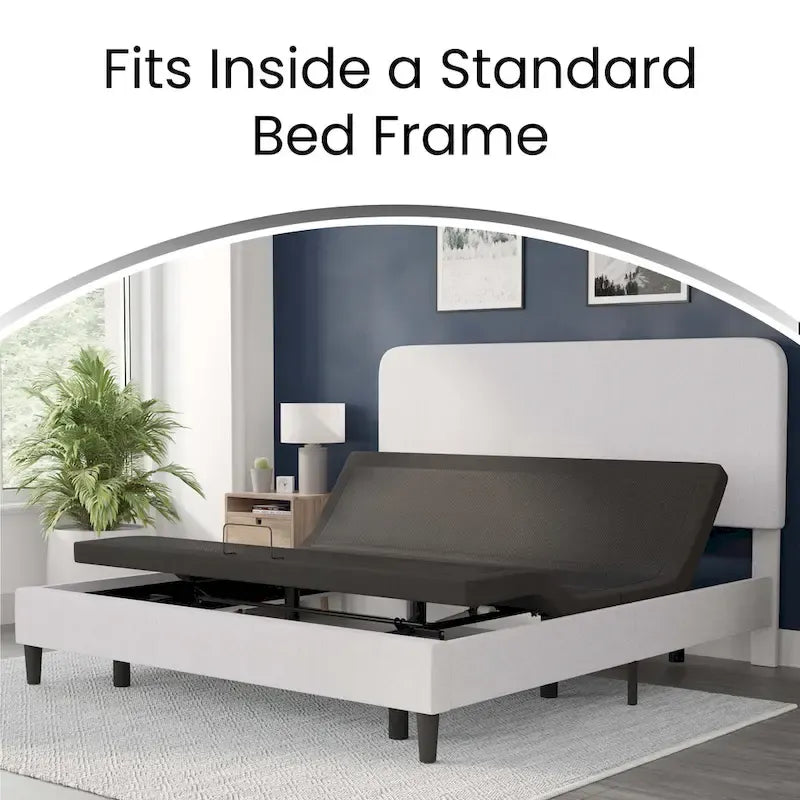 Anti-skid Upholstered Adjustable Bed Base with Wireless Remote 21